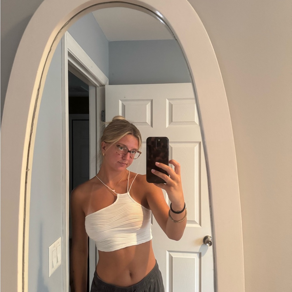 White Halter Crop Top